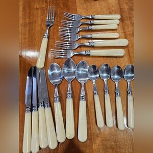 Vintage Bakelite-style Stainless Steel Flatware 18pc